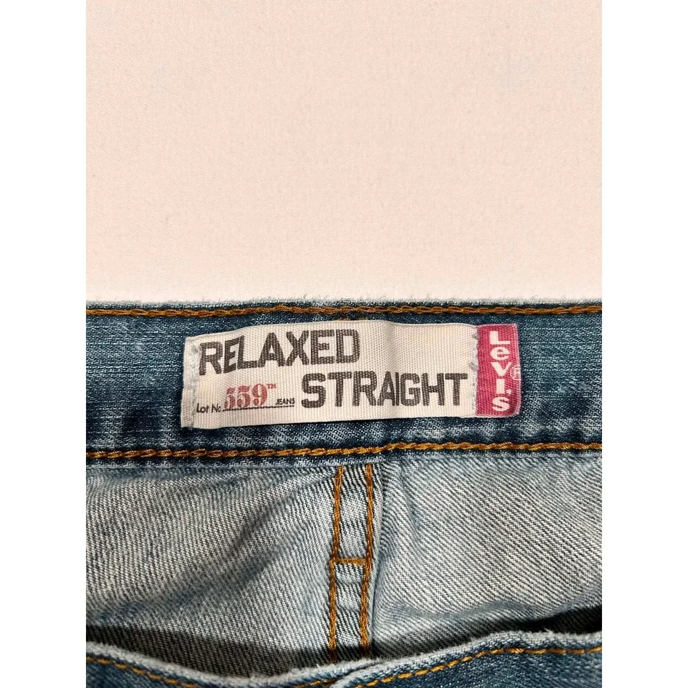 Levis 559 Relaxed Straight Mens Blue Denim Jeans 44x30 Medium Wash 100% Cotton